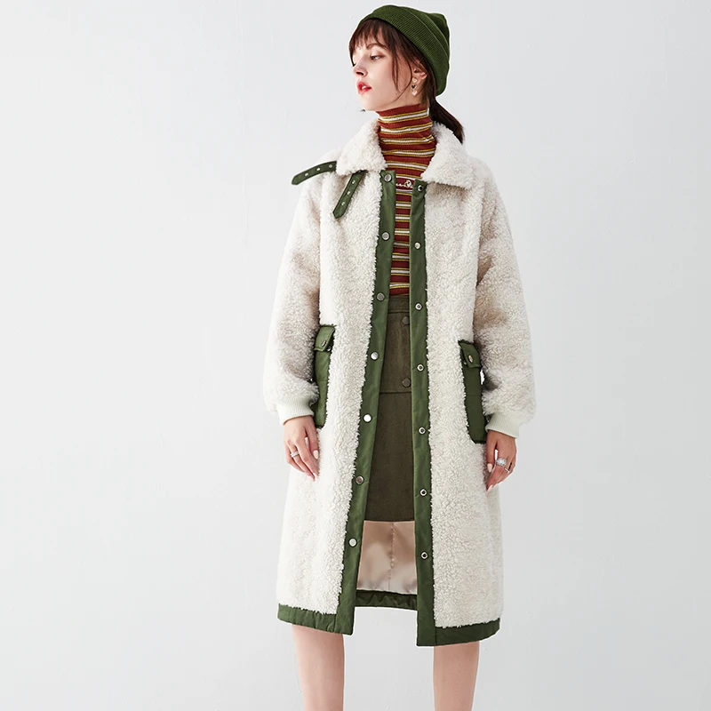 Пальто из натурального меха 100% шерстяная куртка Осенне зимнее пальто женская