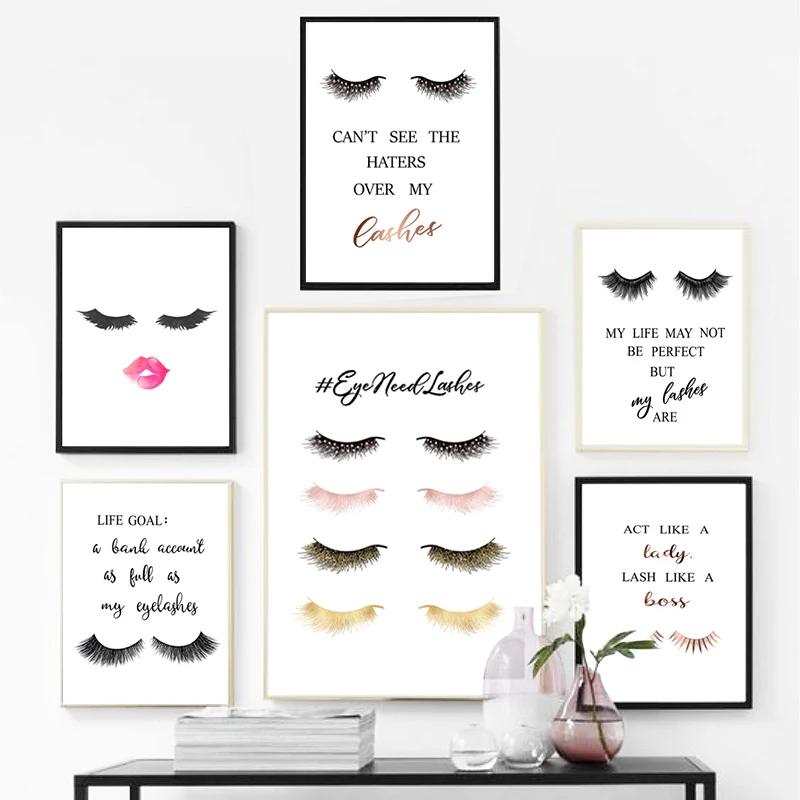 Модные плакаты с цитатами для наращивания ресниц постеры девушек настенное