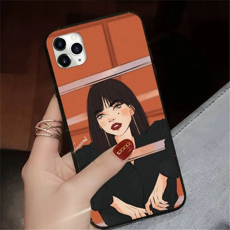 

Kawaii Japanese Anime illustration Girl Phone Cases for iPhone 11 12 pro XS MAX 8 7 6 6S Plus X 5S SE 2020 XR