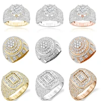 2021 luxury jewelry hot sale elegant geometric full white round zirconia crystal female male ring for women men party jewelry