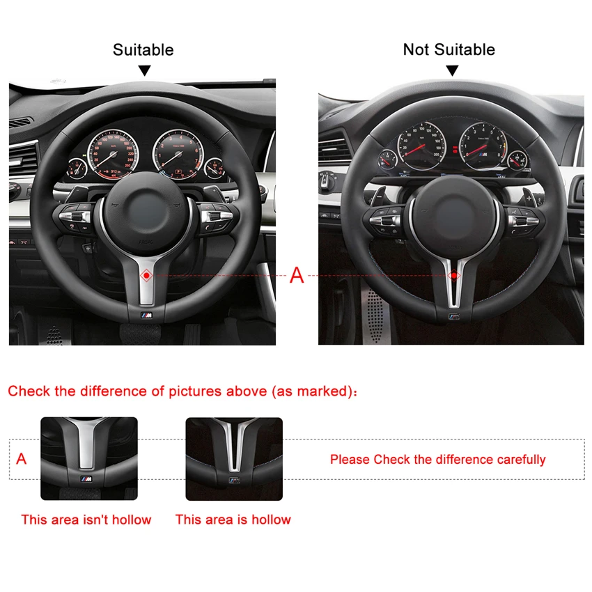 Черный чехол на руль из натуральной кожи для BMW M Sport F30 F31 F34 F10 F11 F07 F45 F46 F22 F23 M235i