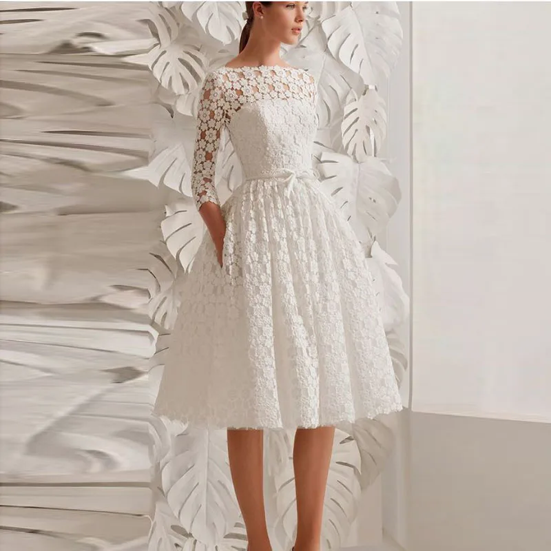 Роскошные кружевные короткие свадебные платья 2020 пляжные невесты с аппликацией