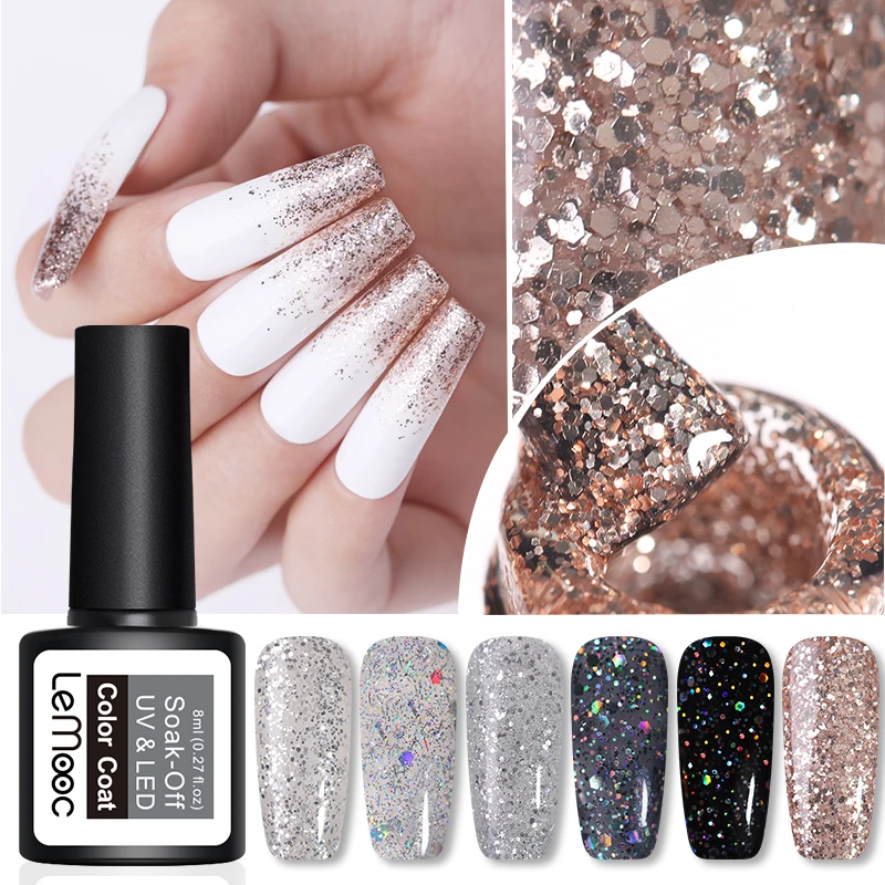 1 бутылка Lemooc гель для ногтей Серебряная Великолепная серия УФ с блестками