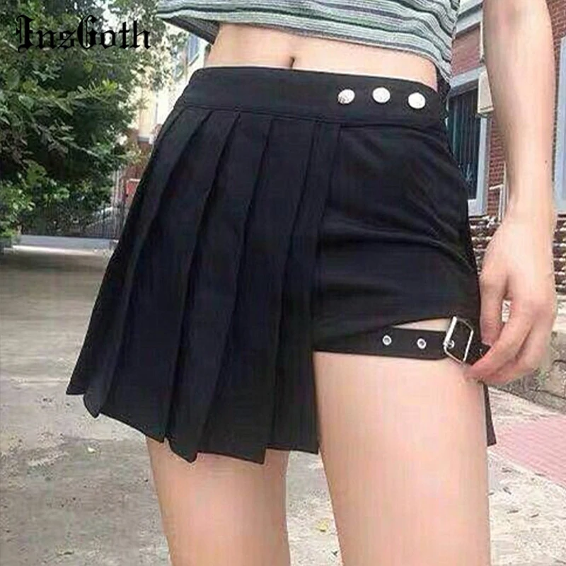 Юбка-карго женская черная трапециевидная с высокой талией | Женская одежда