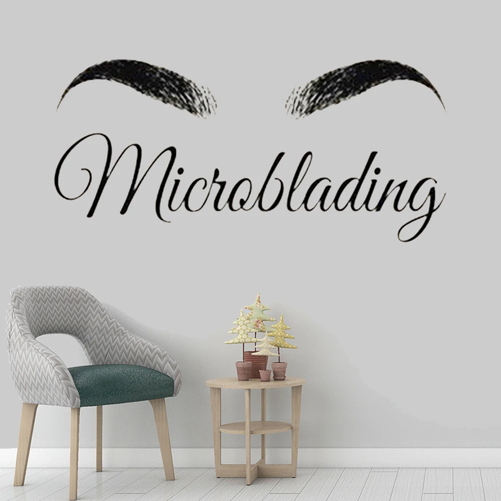 Brows Beauty Salon Wall Decal Window Glass Sticker Woman Face Eyelashes Lashes Eyebrows Art Mural Home Bedroom Living Room WL400 |