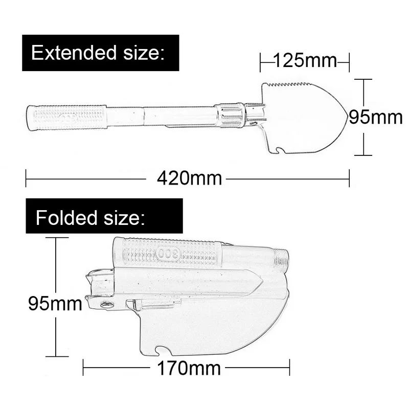 

Portable Folding Shovel Garden Tools Compass Multifunctional Folding Shovel Survival Tool Military Survival Spade Emergen Trowel