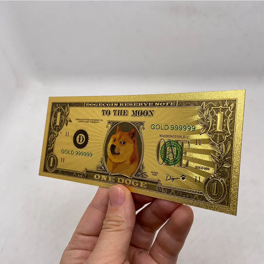 Золотая банкнота Dogecoin с COA SHIB coin DOGECOIN KILLER Doge коллекция подарков | Дом и сад