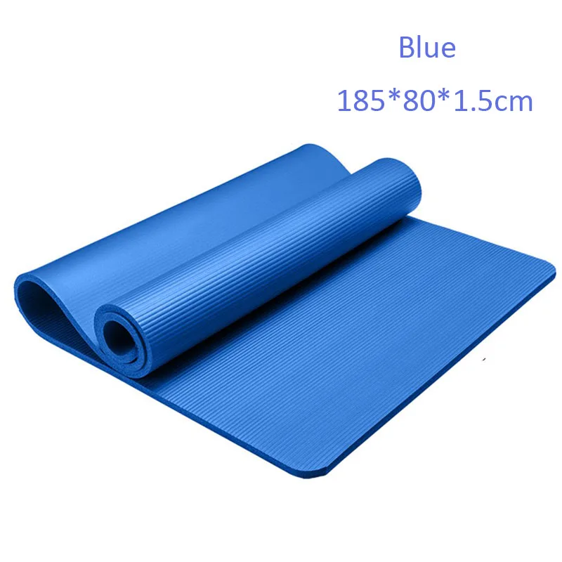 Blue 15 мм толстый нескользящий коврик для йоги из бутадиен-нитрильного каучука фитнес Растяжка Кемпинг гимнастика коврик для упражнений сумка ремень пот Smelless легко носить с собой коврики - Цвет: Blue