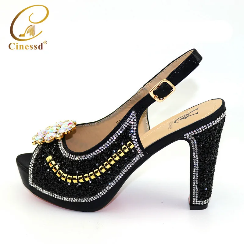 

2020 Blue Color Crystal High Heel Hot Selling Italian Style Slingbacks African Women Slippers Decorated with Rhinestone