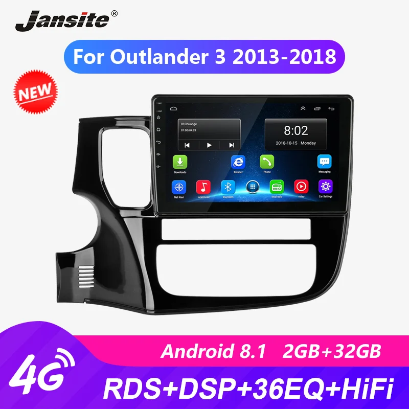 Jansite 10 &quotавтомобильное радио для Mitsubishi Outlander 3 2013-2018 4G RDS Android GPS Bluetooth 2.5D