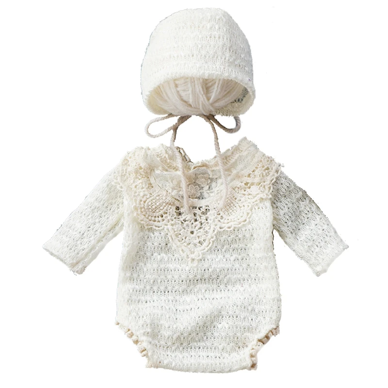 

Baby Cotton Hat Romper Set Newborn Photography Props Bonnet Cap Jumpsuit Suit Outfit Infants Photo Shooting Clothing Kit J60B