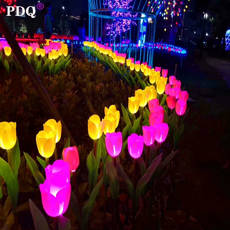 

Solar Light Rose Tulip Sunflower Lily Garden Flower Waterproof Decorative Lamp 600AMH Solar Power night lights Wedding LED