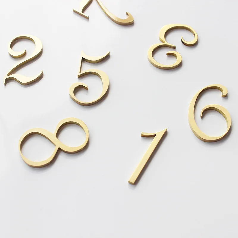 

50x8mm Golden Brass Letters and Numbers Wall Decor Villa Hotel Door Plates Figures Dormitory Home Office number DIY