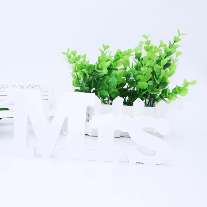 Белый деревянный Mr Mrs Свадебные украшения стол День Святого Валентина и знаки