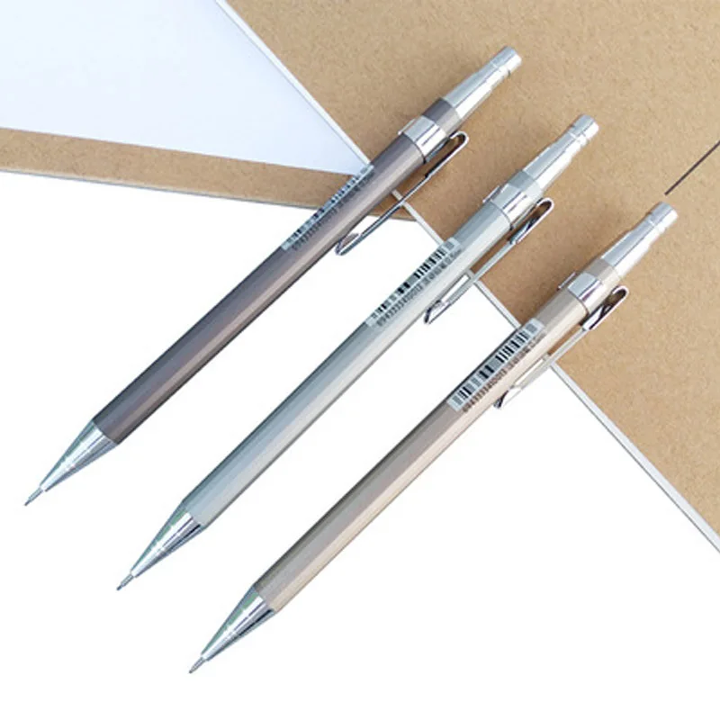 

2pcs/lot Metal Mechanical Pencil 0.5mm/0.7mm Lead Refill Student Writing Stationery Automatic Pencils Office School Supplies