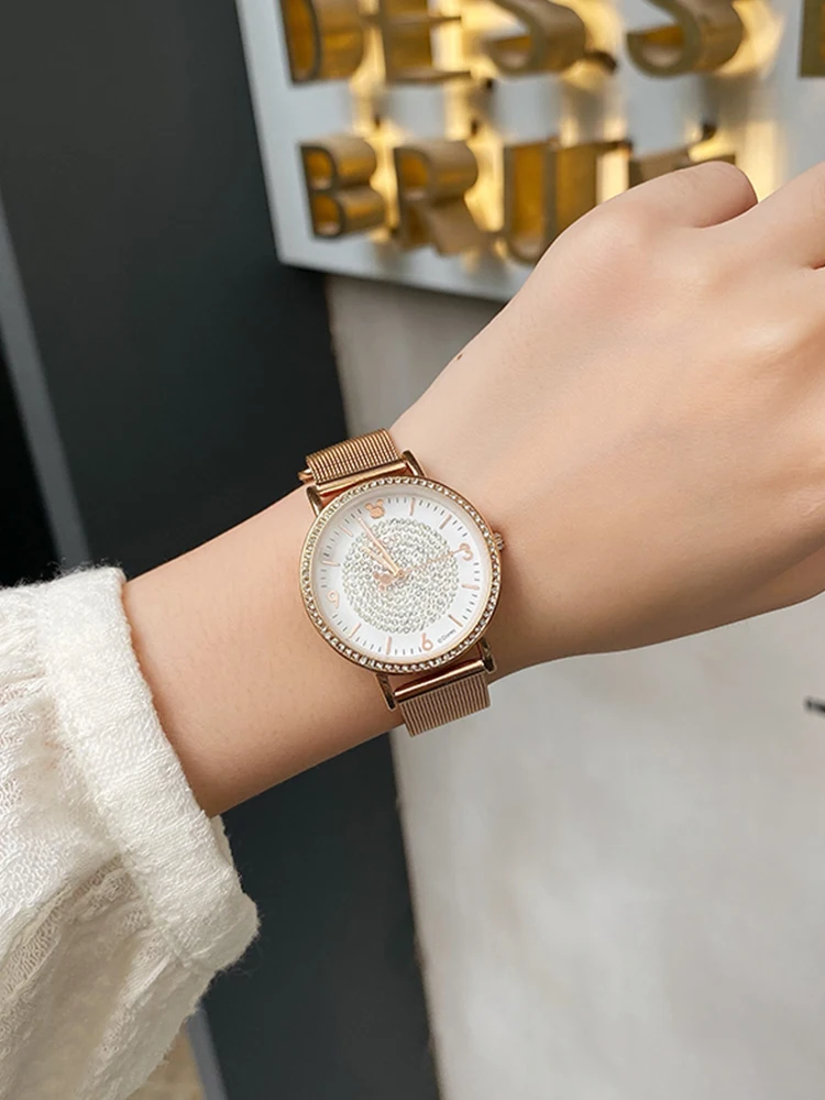 

Часы Disney Gypsophila женские, новинка, студенческие светильник легкие, Роскошные, стразы, Летние кварцевые часы