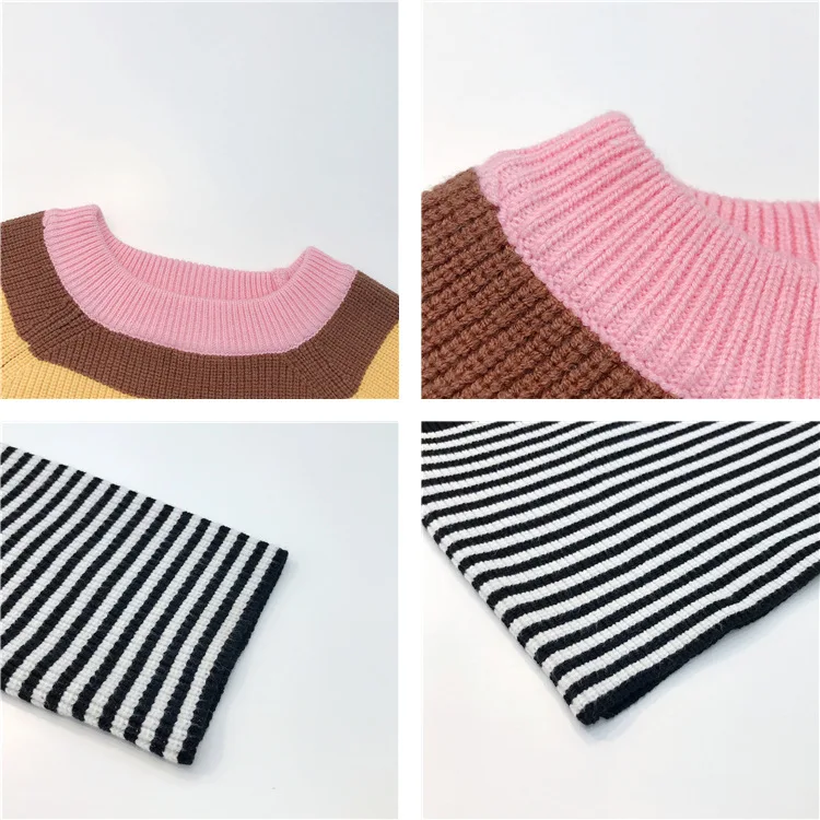 

Foridol colorful rainblow striped pullovers sweater women vintage oversized casual sweater jumper atumn winter pullovers tops