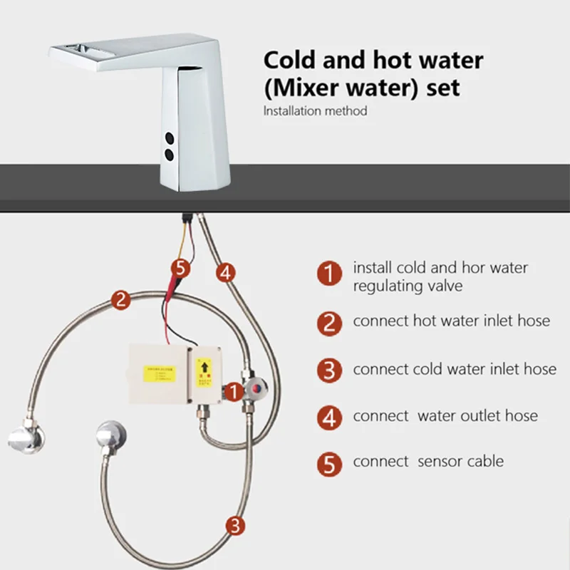 

Automatic Sensor Bathroom Sink Tap Faucet Touchless Waterfall Faucet Sensor Bathroom Sink Tap Faucet Single Hole Silver