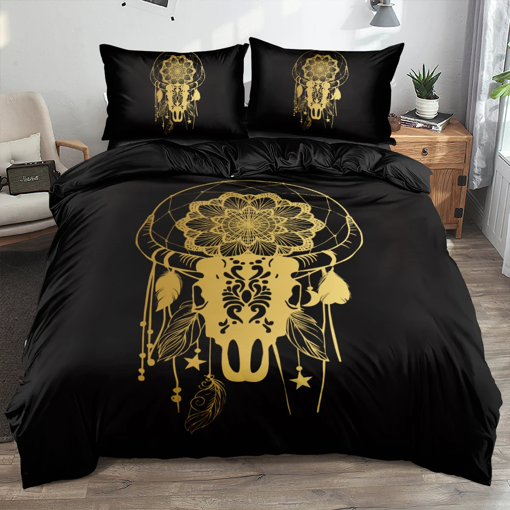 

High Quality Classic Gold Bull Head Duvet Cover Pillow Shams Twin Full Queen King Sizes Soft And Comfortable Bed Sets For Home