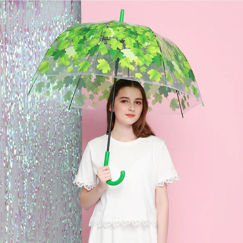 На высоком каблуке Модные прозрачные с изображением зеленых листьев и ложки