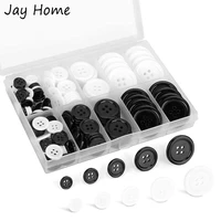 160pcs mixed sewing buttons round black white 4 hole resin button with storage box for garment sewing craft projects decoration
