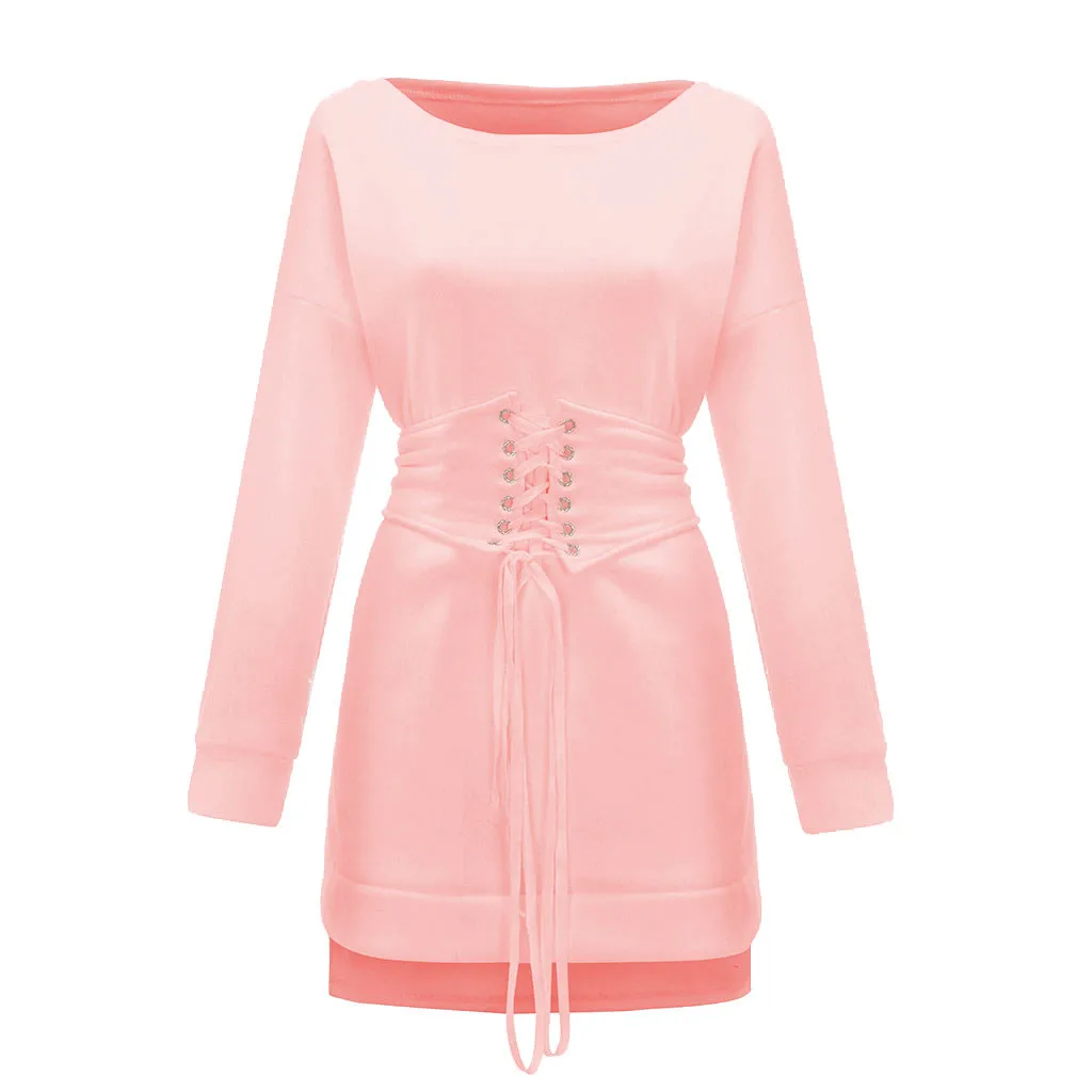 Женское платье с О образным воротником A до силуэт представляет Ропа мухер из