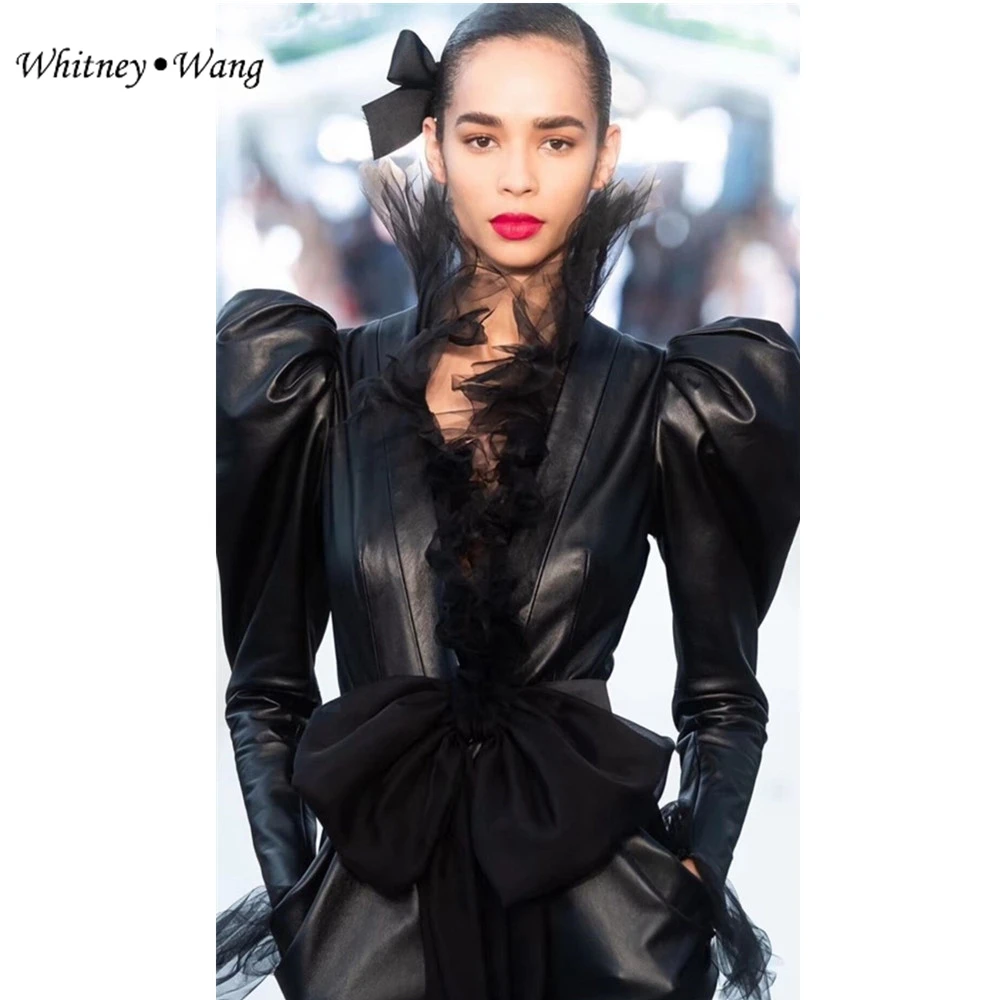 WHITNEY WANG 2019 осенне-зимнее модное винтажное стильное тонкое женское пальто из
