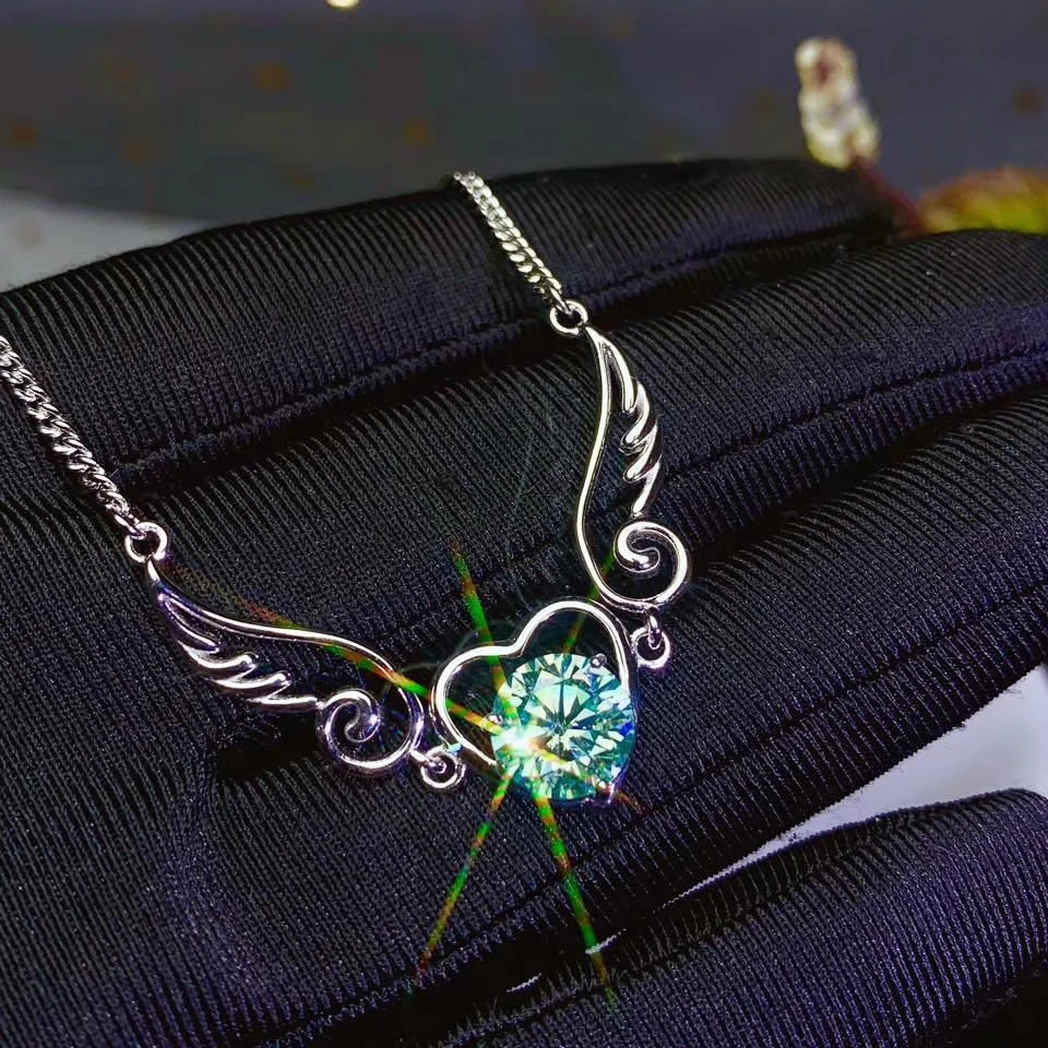 Ослепительный красочный серебряный браслет с муассанитом в форме Ангельского