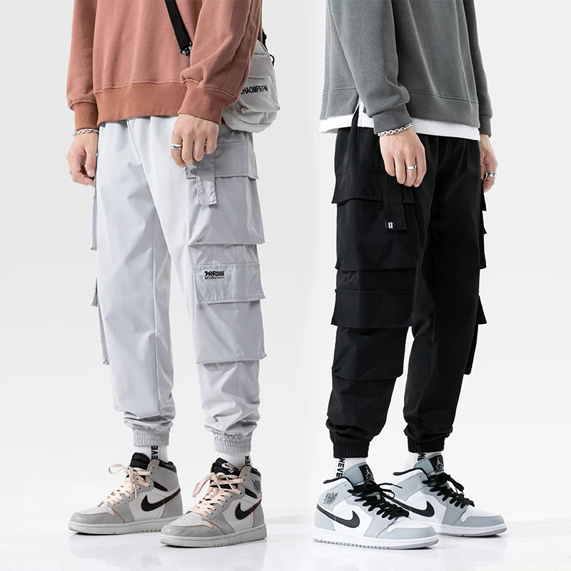 

2020 New Hip Hop Joggers Cargo Pants Men Harem Pants Multi-Pocket Ribbons Man Sweatpants Streetwear Casual Mens Pants S-5XL