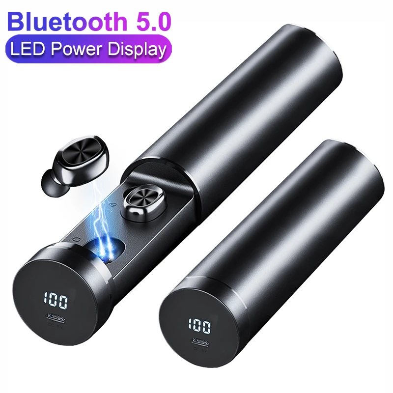 TWS B9 Bluetooth 5 0 наушники с дисплеем питания беспроводные HIFI спортивные микрофоном