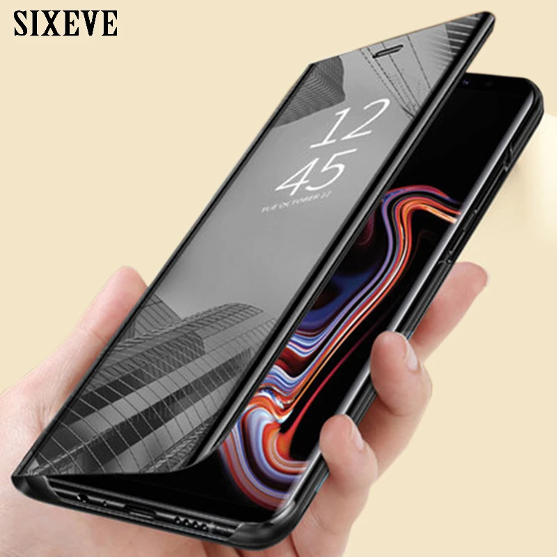 Flip Mirror Case For Samsung Galaxy S8 S9 S10 Plus S10E Note 8 9 10 A5 A7 J3 J5 J7 Pro 2017 A6 A8 J4 J6 J8 2018 Clear View Cover | Мобильные