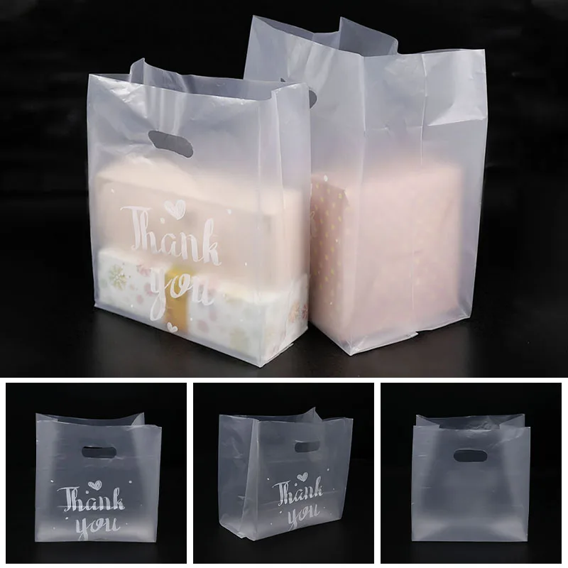 

50Pcs Korean Version Of Small Fresh Baking Thickened Packaging Bag Transparent Bread Plastic Bag With Foldable Bottom Bag