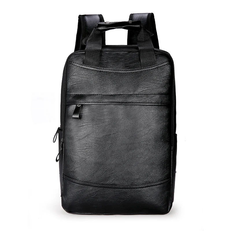 

Men Backpack PU Leather Bagpack Large laptop Backpacks Male Mochilas Casual Schoolbag For Teenagers Boy Brown Black High quality