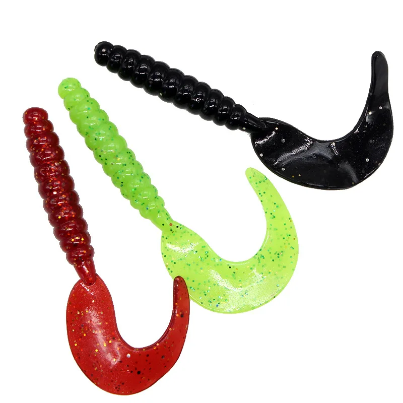 

10PCS Jigging Soft Silicone Fishing Lures 3.5cm 5.5cm 7cm Worm Soft Bait Wobblers Spiral Tail Artificial Swimbaits Shad Souple