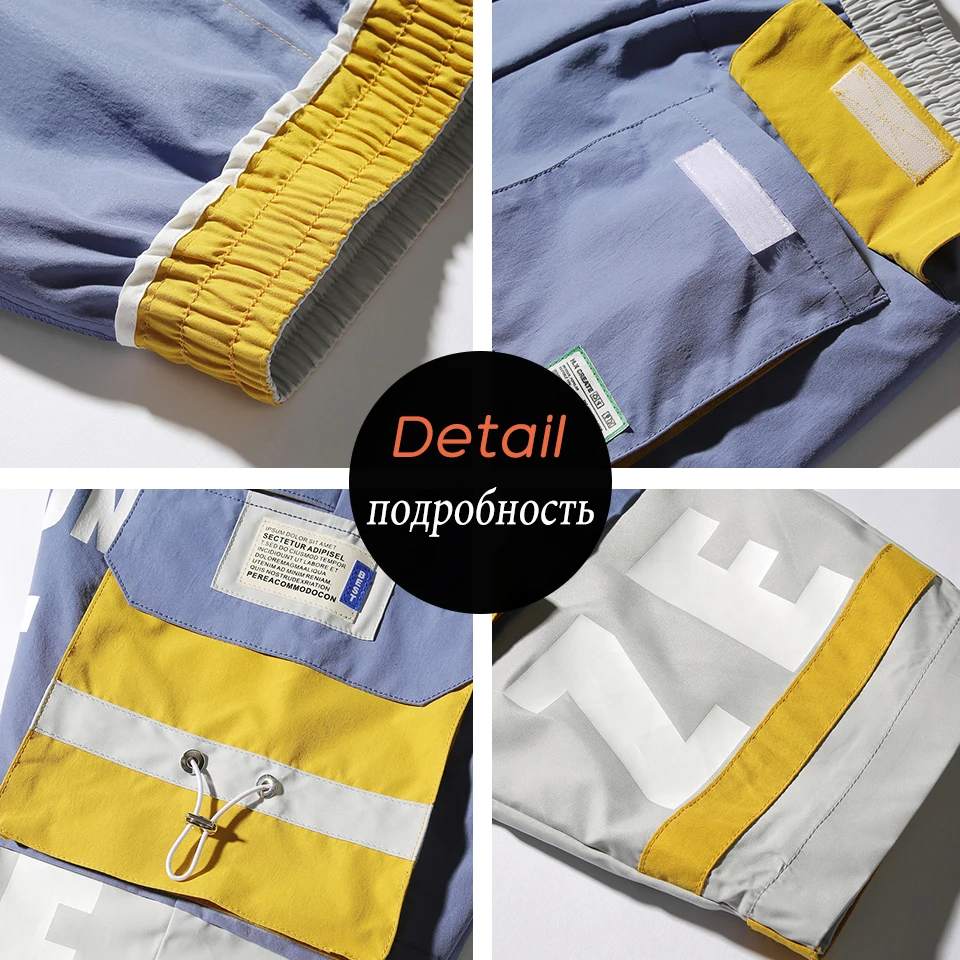 Мужские летние шорты-карго в стиле хип-хоп с несколькими карманами и боковой