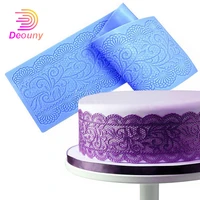 deouny 7 style flower lace silicone mold 3d wedding cake border decoration tool beautiful fondant mousse pastry baking mat mould