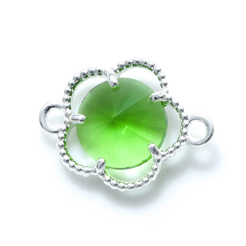 GreenYellow 4 шт./лот Хрустальное стекло цветок Шарм Подвеска для ожерелья Браслеты Разъем DIY Изготовление, поиск ювелирных изделий 15*12 мм - Цвет: GreenYellow