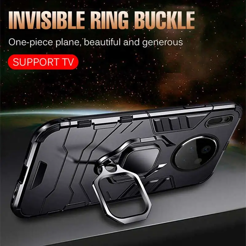 Luxury Armor Metal Magentic Ring Phone Case For Huawei P30 P20 Mate 20X 30 Pro Honor 8X 9X 20 10 Lite Shockproof Silicone Cases | Мобильные