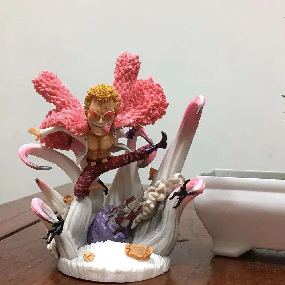 

12.5cm Anime One Piece Q Statue Donquixote Doflamingo battle Ver. pvc Action Figure Model Toys