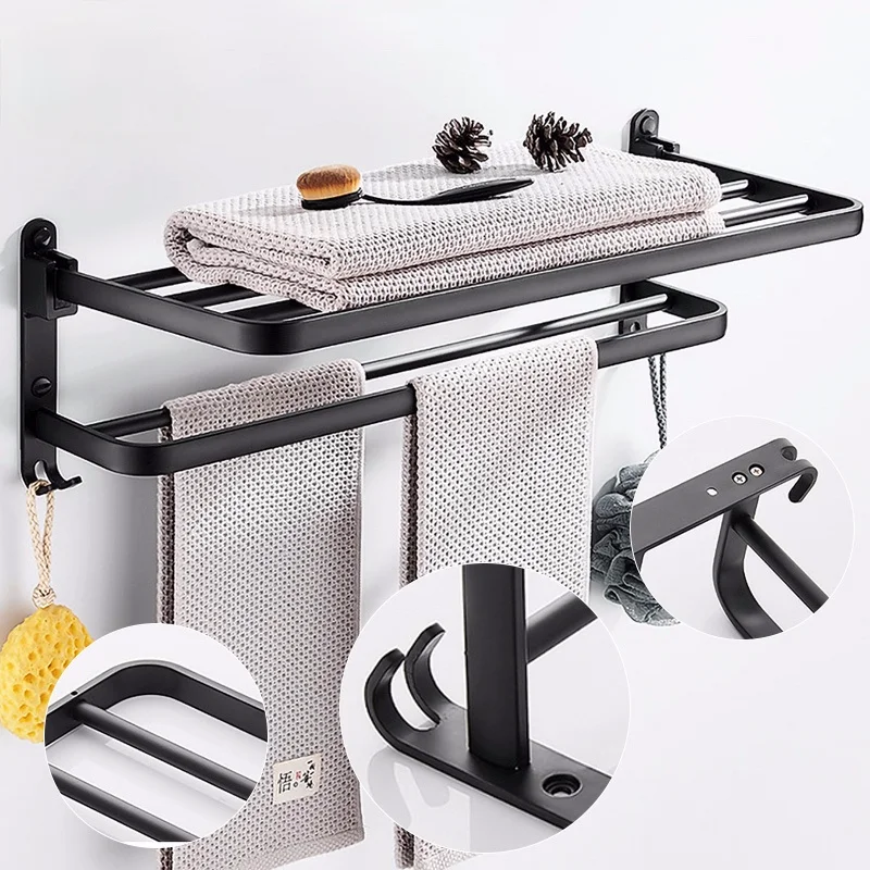 50 см матовые черные двойные Вешалки для полотенец вешалка ванной комнаты