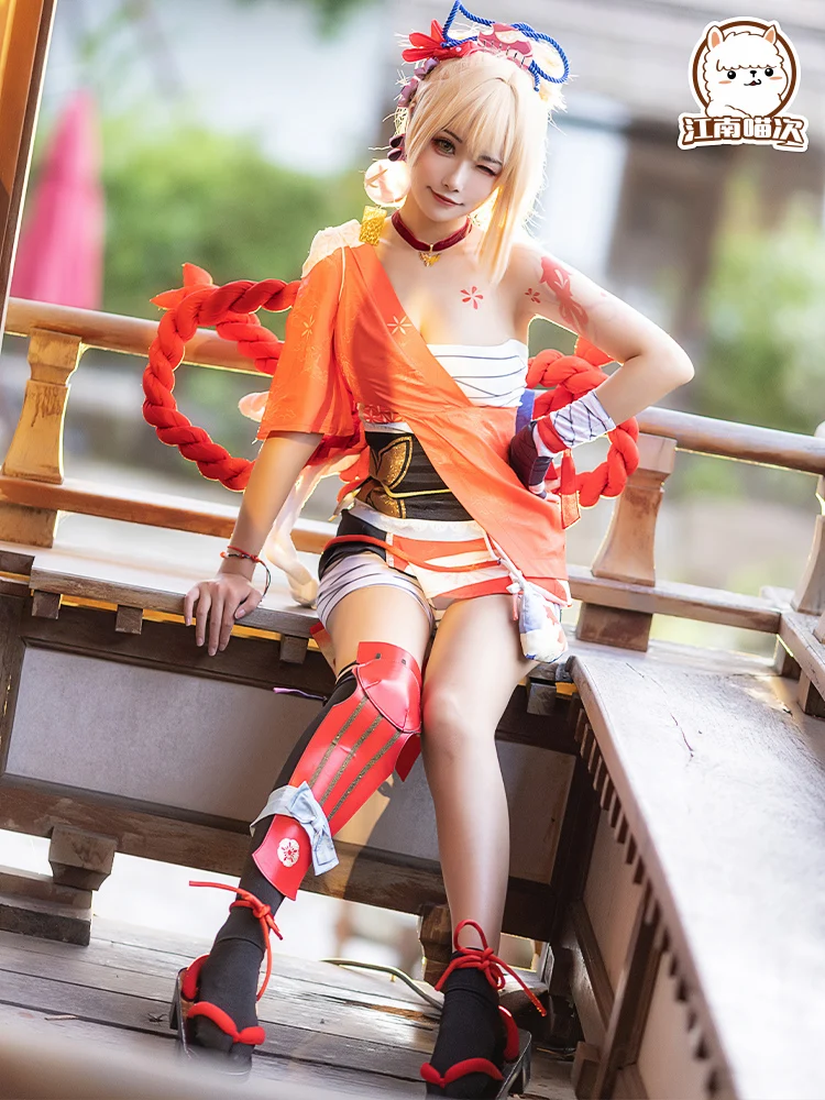 

[In Stock] Hot Game Genshin Impact Yoimiya Cosplay Costume Women Uniforms Activity Party Role Play Clothing Sizes S-XL