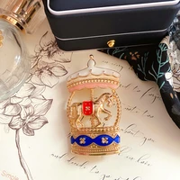 hoseng playground series carousel vintage exquisite elegant brooch alloy gold women mam enamel pin gift luxury jewelry hs_8361