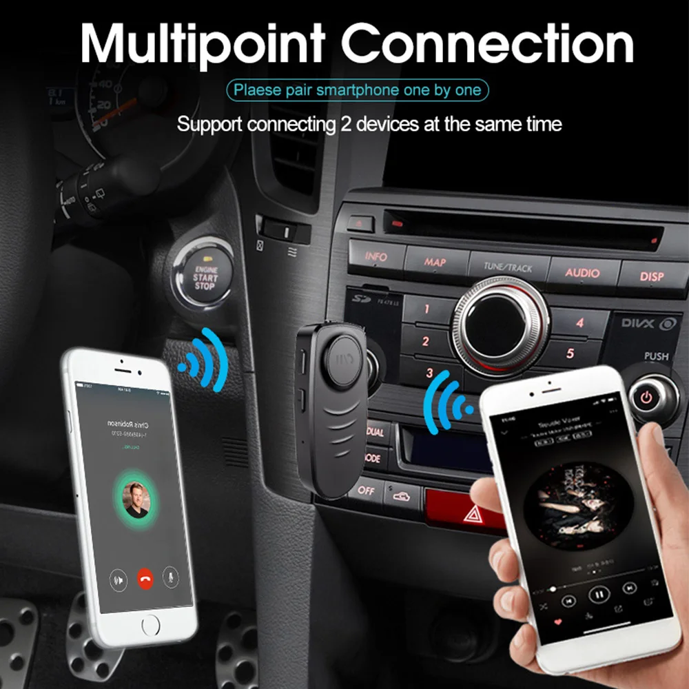 Перезаряжаемый Aux Bluetooth 5 0 Handsfree Car Kit 3 мм разъем беспроводной A2DP аудио музыкальный