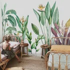Пользовательские Настенные обои, современные, ручная роспись, тропические растения, Фреска, гостиная, ТВ, спальня, фон для стен, стикеры на обои 3 D