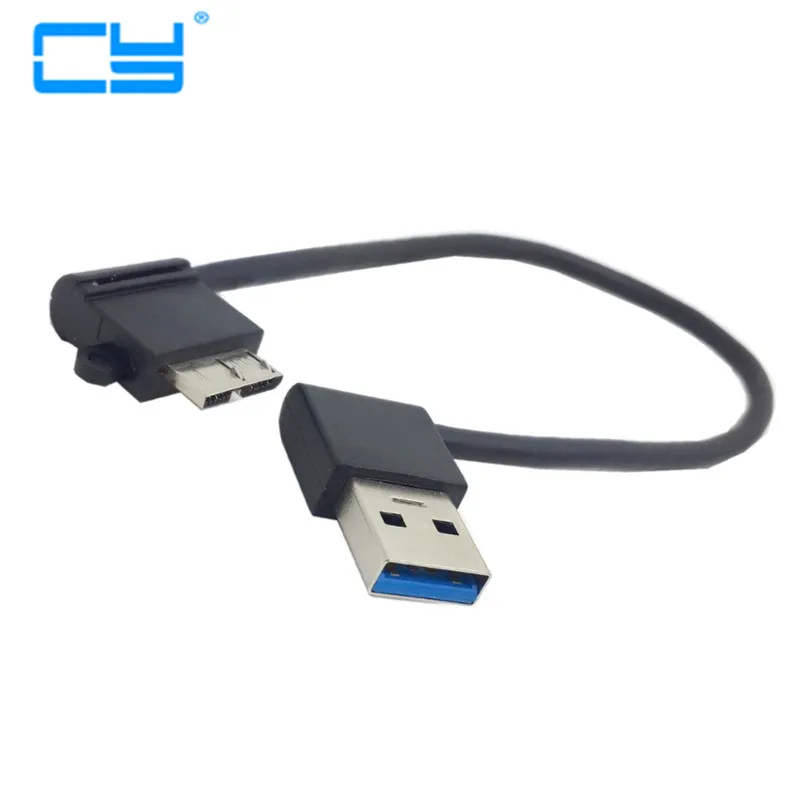 20 см USB 3 0 левый угловой A штекер Micro B Male 10 Pin короткий адаптер AM/ MicroB кабель для
