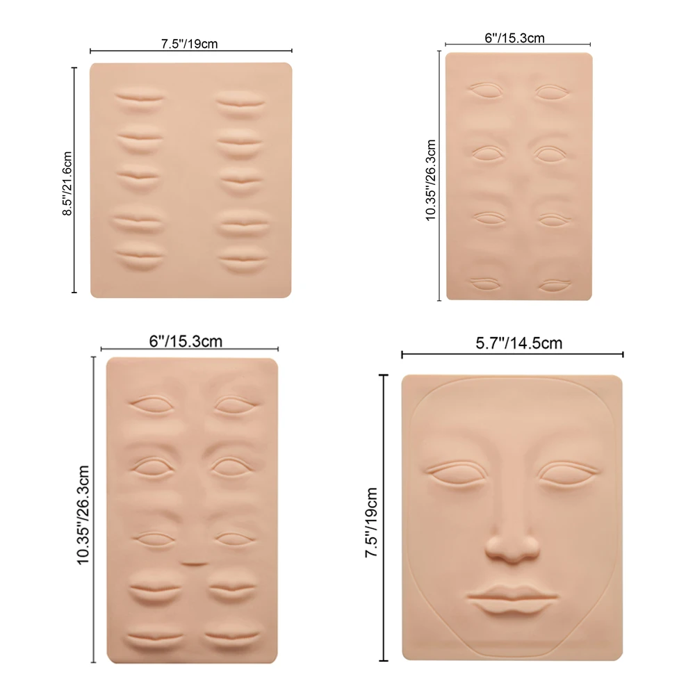 

3pc 3D Silicone Permanent Makeup Tattoo Training Practice Fake Skin Blank Eye Lips Face for Microblading Tattoo Machine Beginner