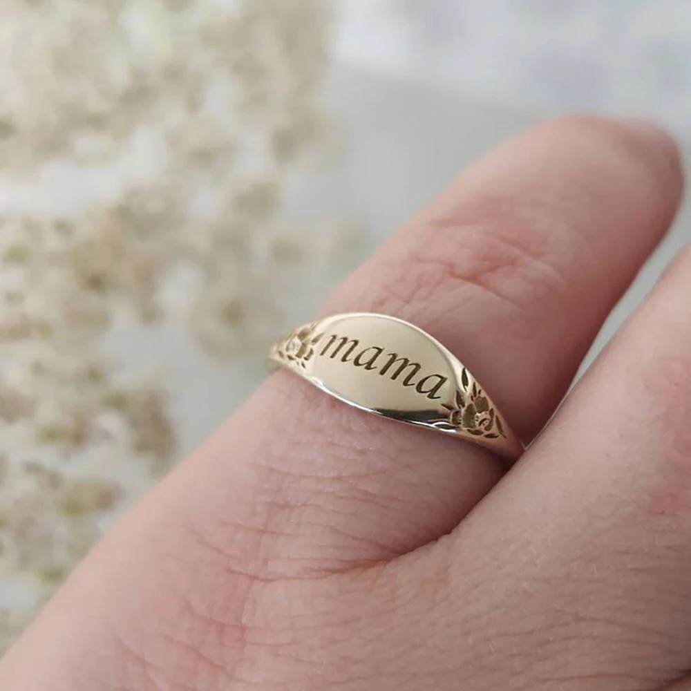 

Simple mama Letters Finger Ring Vintage Hollow Flowers Ring Mother's Day Thanksgiving Fashion Jewelry Gift