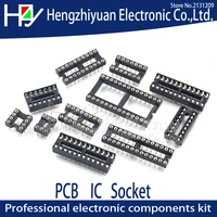 ic sockets dip8 dip14 dip16 dip18 dip20 dip28 dip40 pins round hole microcontrollers 2 54 pcb connector dip socket needle seat