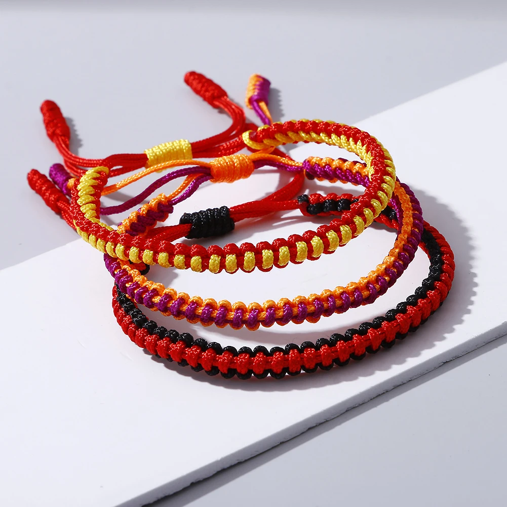

Adjustable Tibetan Thread Buddhist Bracelets Handmade Knot Amulet Red Rope Lucky Bracelet & Bangles For Women Charm Jewelry Gift