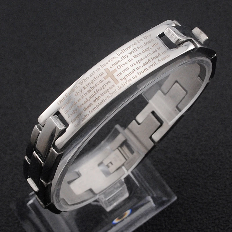 

European Style Laser Bible Cross Charm Bracelet For Women's Jewellery Fashion Stainless Steel Chain Bracelets 2020 New Jewelry